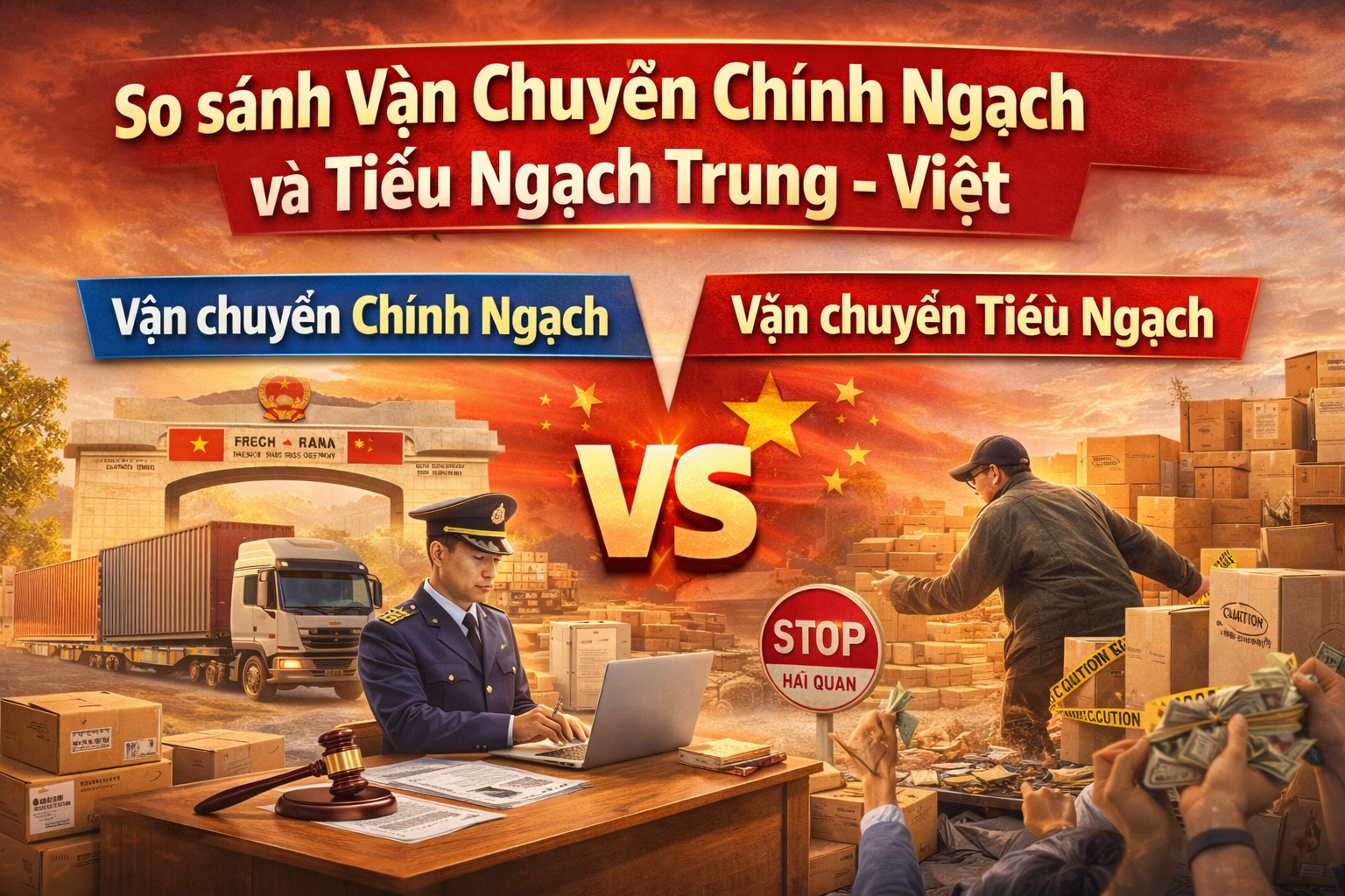 So sánh vận chuyển chính ngạch và tiểu ngạch Trung – Việt