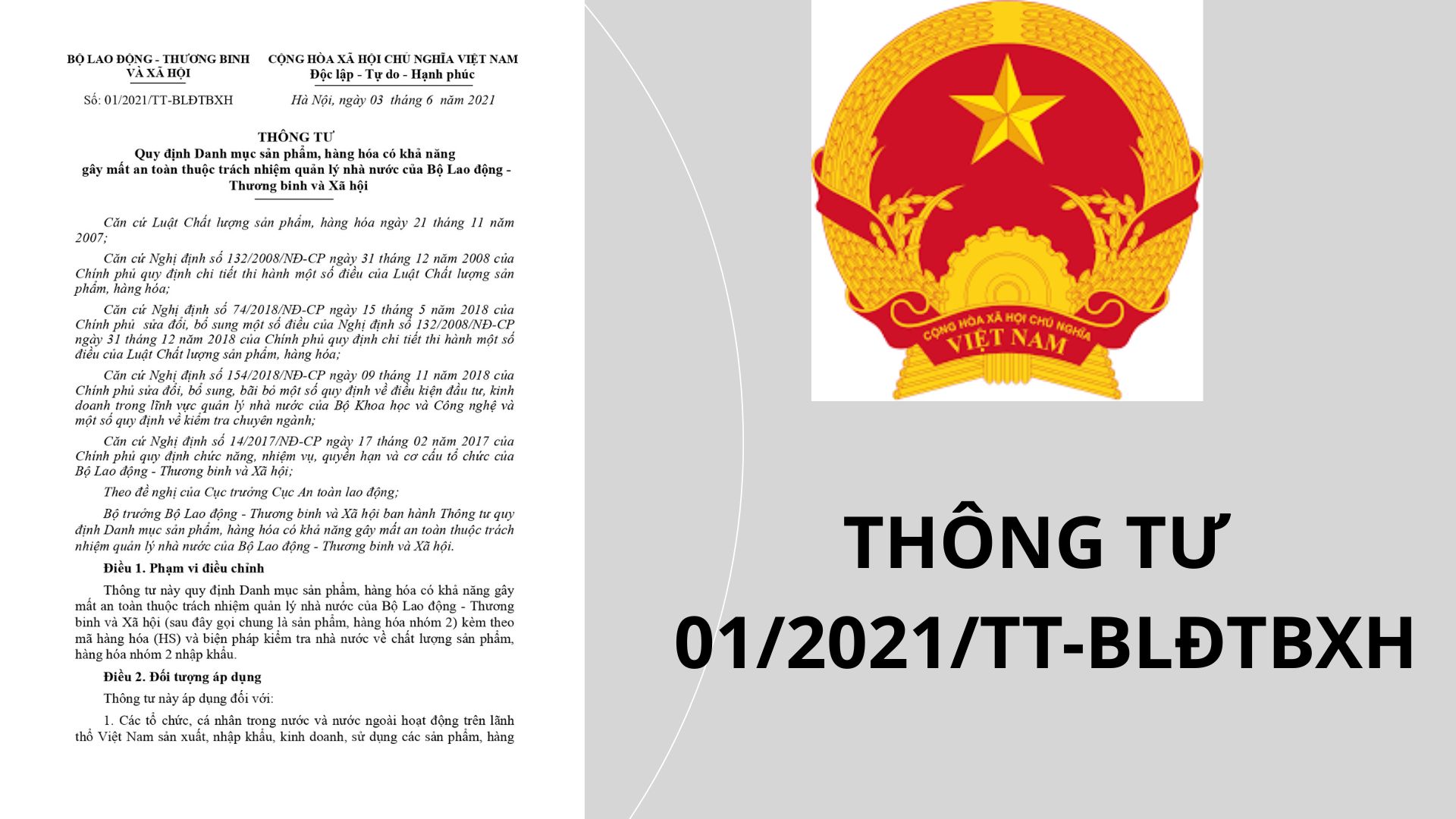 Thông tư Quy định Danh mục sản phẩm, hàng hóa có khả năng gây mất an toàn thuộc trách nhiệm quản lý nhà nước của Bộ Lao động - Thương binh và Xã hội