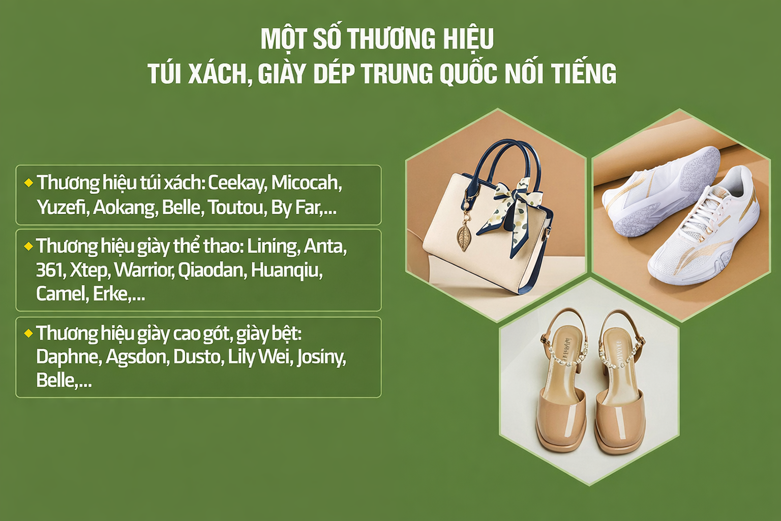 Các thương hiệu túi xách, giày dép Trung Quốc nổi tiếng