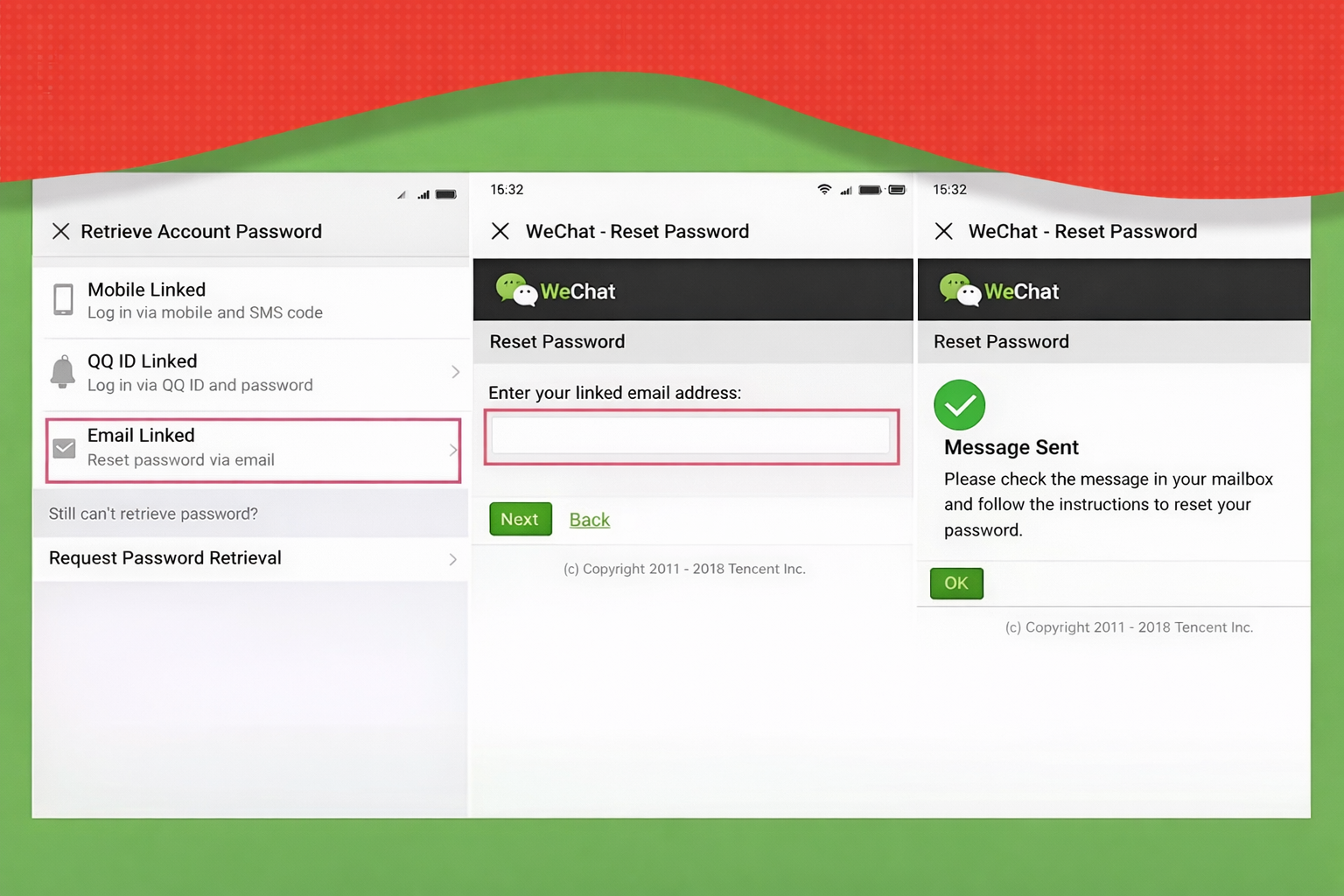 Hướng dẫn lấy lại mật khẩu WeChat bằng Email