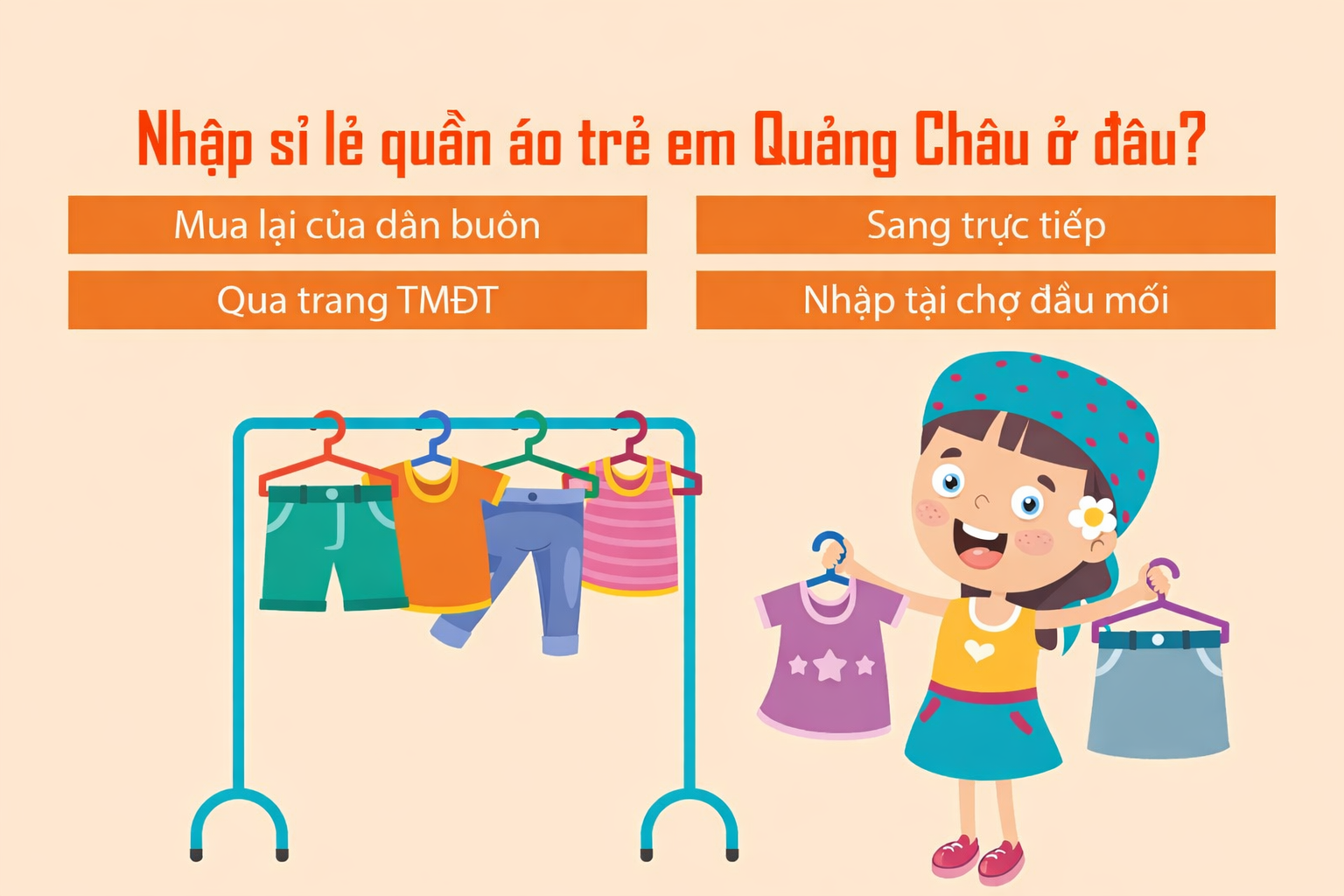 Nhập sỉ lẻ quần áo trẻ em hàng Quảng Châu ở đâu?