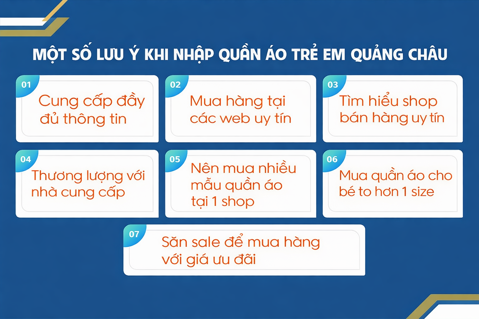 Một số lưu ý khi nhập quần áo trẻ em Quảng Châu