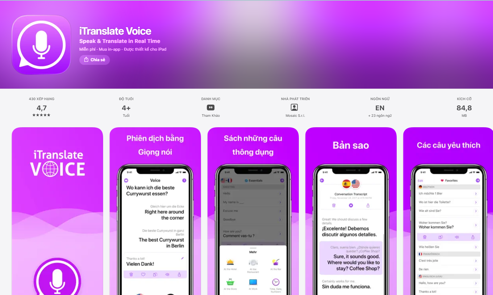 iTranslate Voice – hỗ trợ dịch giọng nói và hội thoại