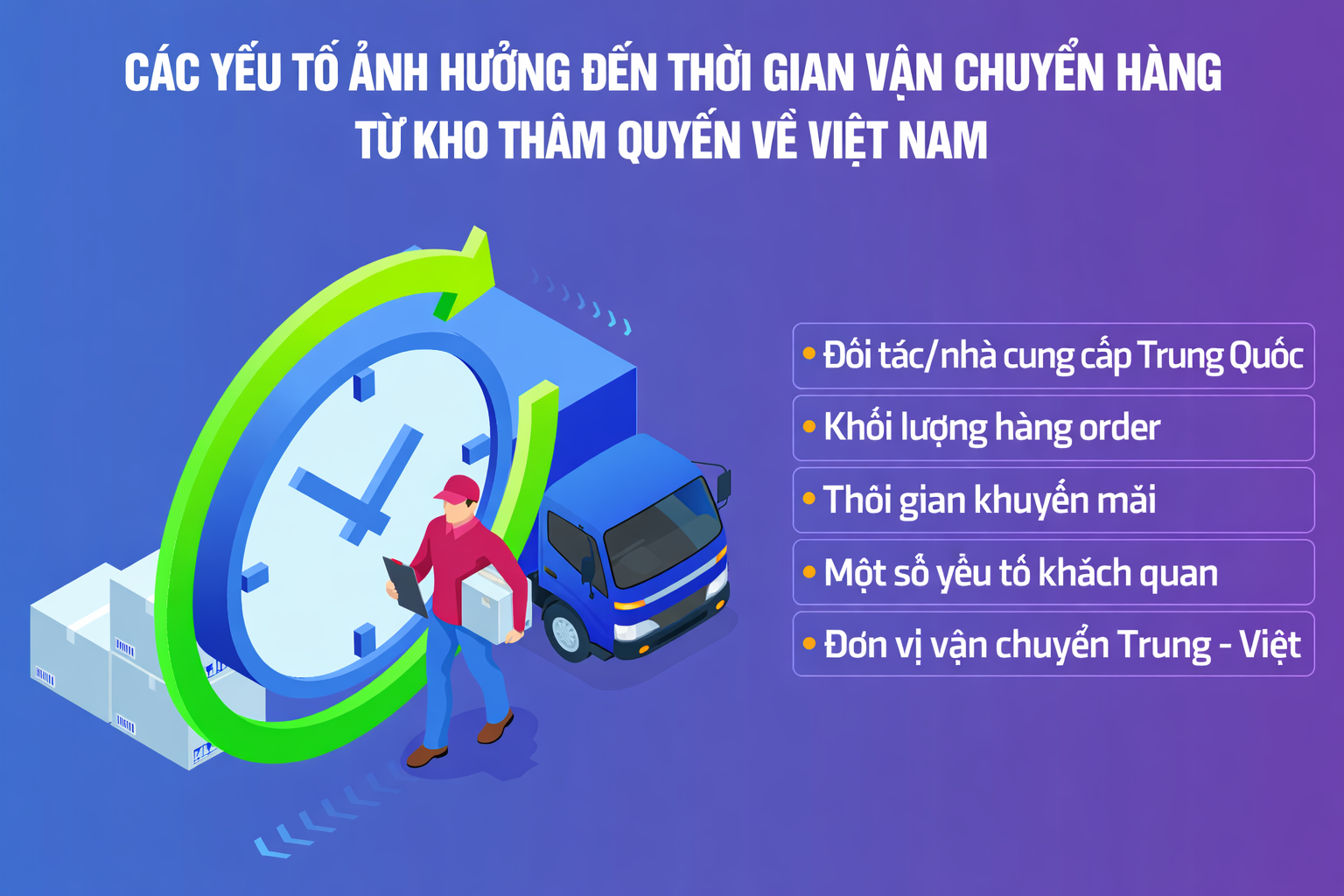 Những yếu tố ảnh hưởng đến thời gian vận chuyển hàng từ Thâm Quyến